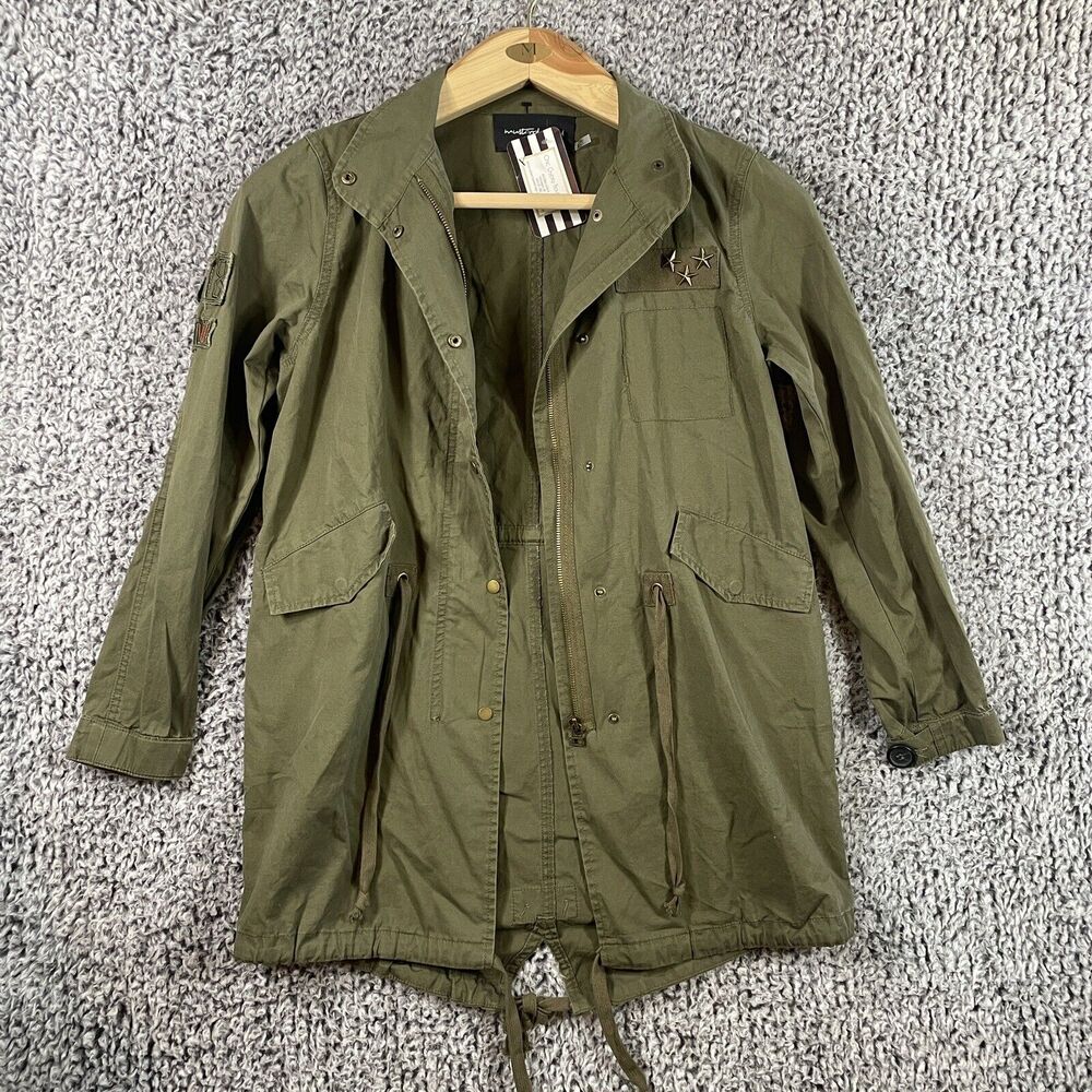 Mustard Seed Field Jacket Miltary Green Embroidered Patch Women's Small